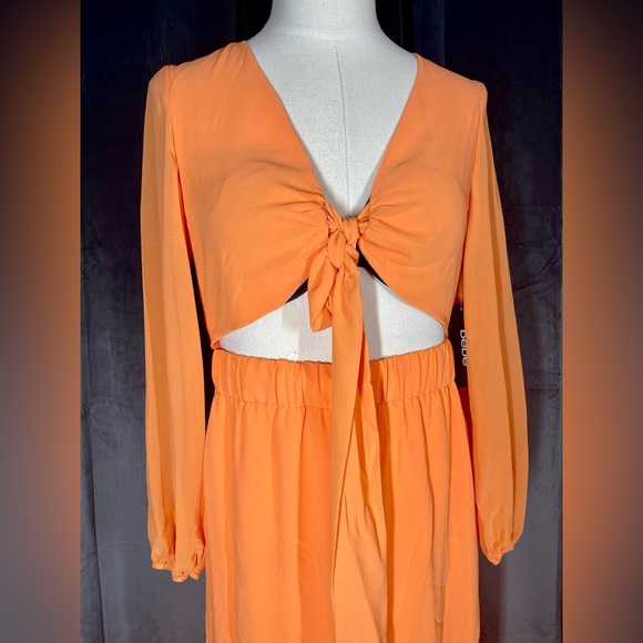 Bebe | Tie Front Elastic Waist Jumpsuit | Coverup | Cropped | Coral | Women’s L - Picture 4 of 6